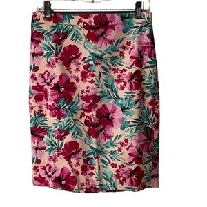 J. Crew The Pencil Skirt Floral Print New Pink Red Office Workwear Career Lined